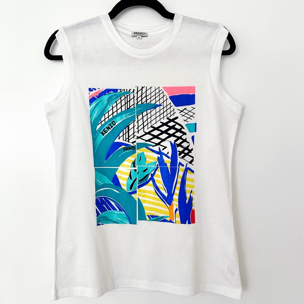 Kenzo Women's White Graphic Tank Top